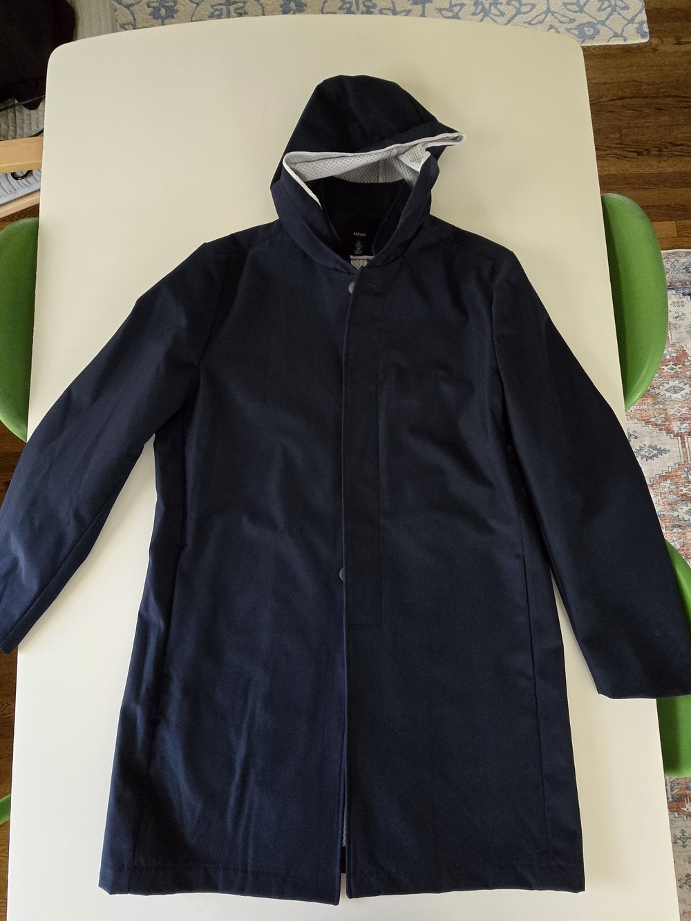 Alfani Navy Hooded Raincoat